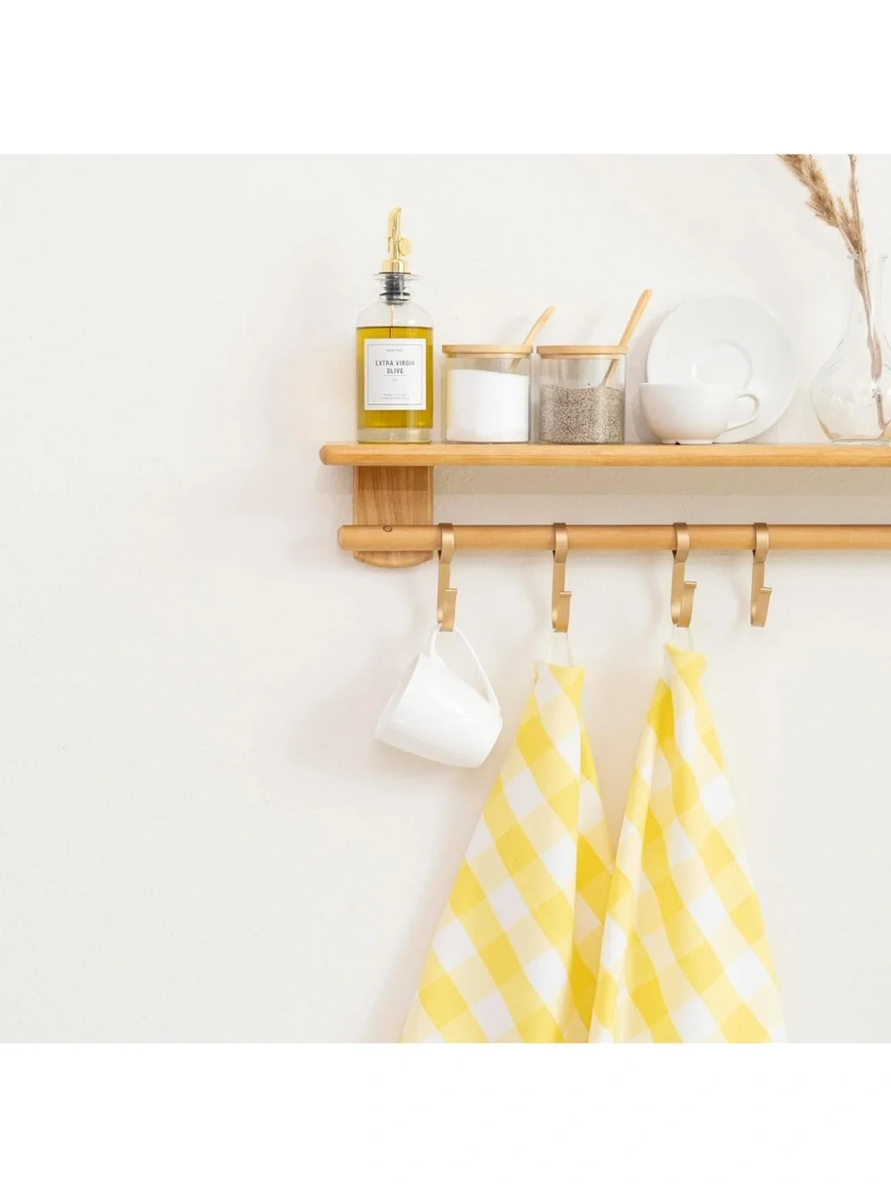 Yellow Gingham Cotton Kitchen Towels